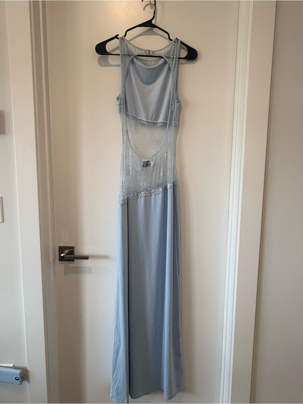NWT Peppermayo Baby Blue Lace Panel Maxi Dress - Picture 4 of 10
